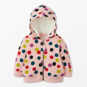 Hanna Andersson Baby Print Faux Shearling Lined Hoodie size 12-18 Months